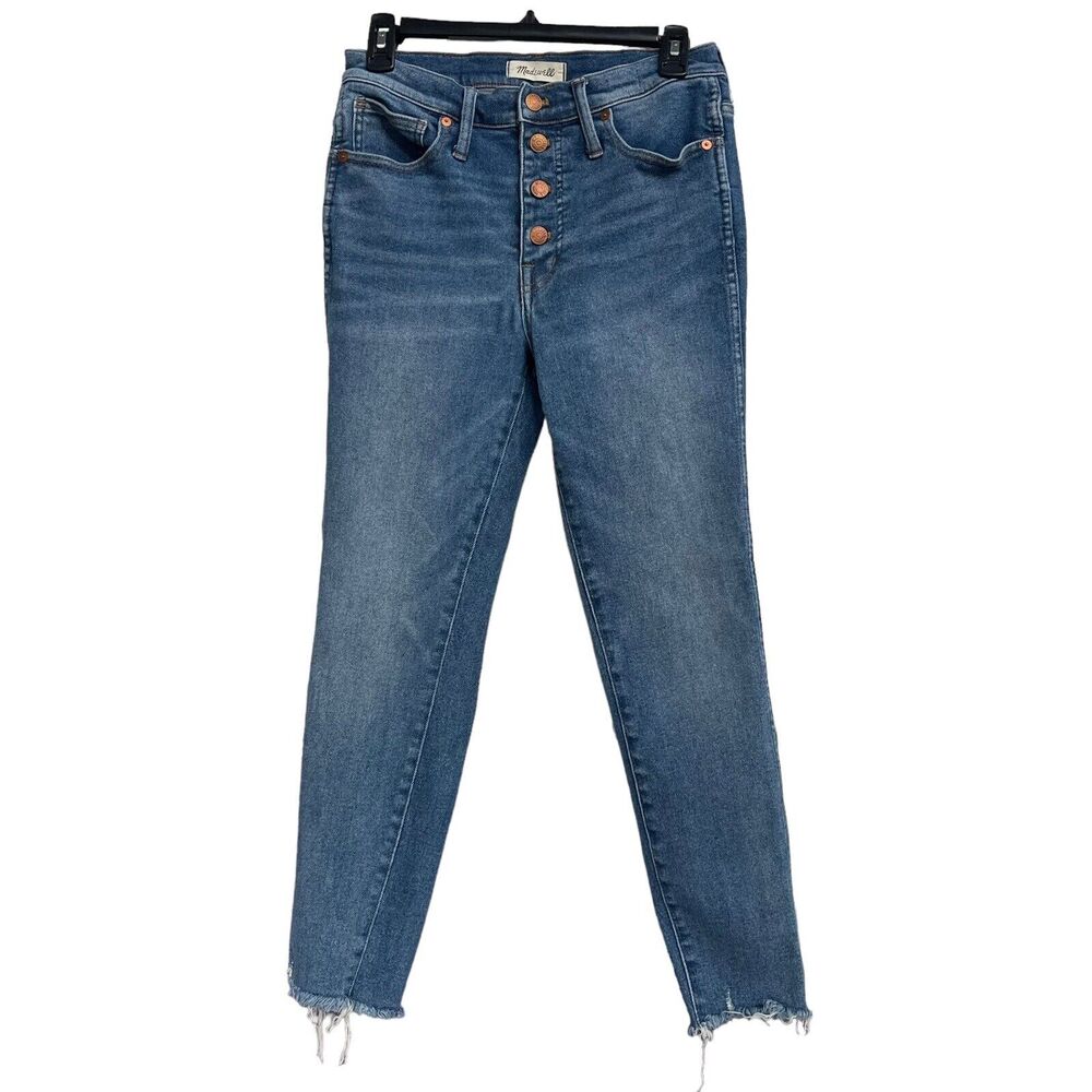 Madewell SZ 28 - 10" High-Rise Skinny Jeans Frayed Hem Button-Fly Stretch Pocket